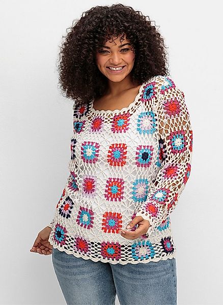 sheego by Joe Browns Strickpullover Strickpullover Langarm im Crochet-Muste günstig online kaufen