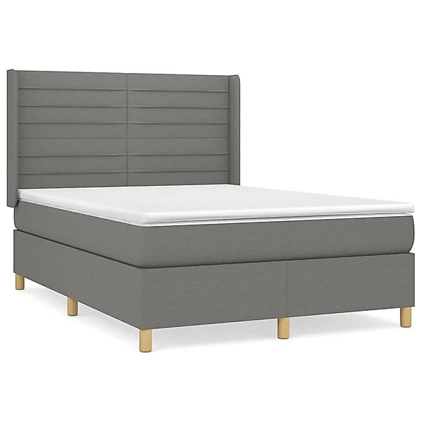 vidaXL Boxspringbett mit Matratze Dunkelgrau 140x200 cm Stoff1378077 günstig online kaufen