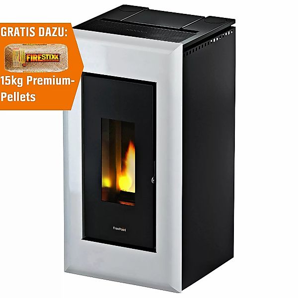 Freepoint Pelletofen Vega Stahl Weiß 10,5 kW mit Automatik günstig online kaufen