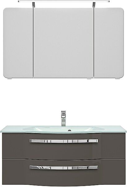 Saphir Badmöbel-Set »Serie 4005, vormontiert, Glaswaschbecken, Spiegelschra günstig online kaufen