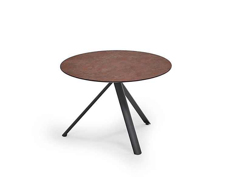 Trio Garten Beistelltisch wetterfest Graumetallic HPL Corten ∅70 cm günstig online kaufen