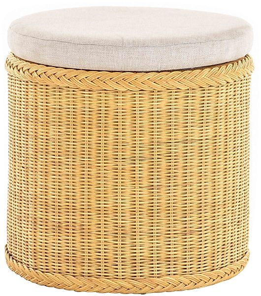 Krines Home Wäschekorb Rattan Sitzhocker mit Stauraum Rund Badhocker Sitz g günstig online kaufen
