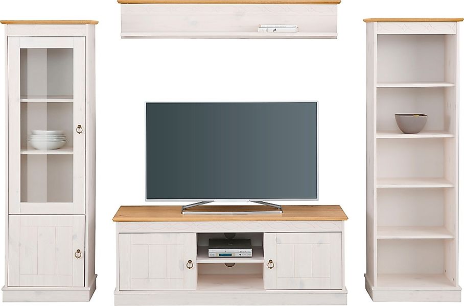 Home affaire Wohnwand »Indra«, (Set, 4 St.), 4-teiliges Set: Vitrine, Lowbo günstig online kaufen