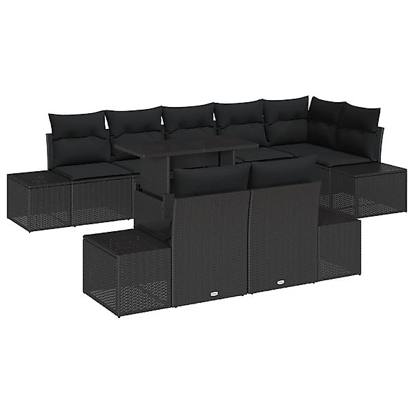 vidaXL Garten-Sofa-Set mit Speicher 9-Tlg Schwarz Poly Rattan 3357946 günstig online kaufen