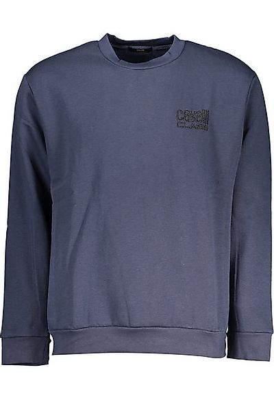 Cavalli Class Sweatshirt Herren Pullover: Blau, gefüttert, Rundhals günstig online kaufen