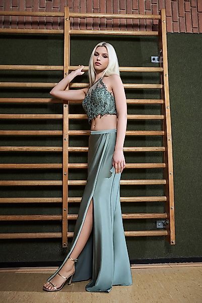 Hey Kyla Abendkleid - Two-piece Kleid mit langen Satinrock Oberteil in figu günstig online kaufen