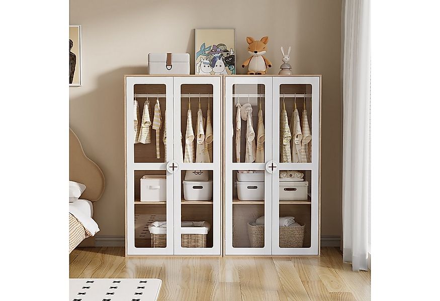 MODFU Kleiderschrank mit Glas-Türen, Umfallschut (Flurschrank, 2-St., 80×50 günstig online kaufen