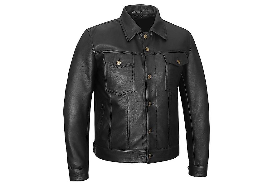 BOHMBERG Lederjacke Herren Echtleder Jacke im Jeans Stil Biker Look Schwarz günstig online kaufen