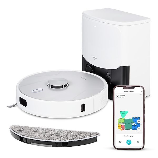 Medion® Saugroboter »mit Wischfunktion und Absaugsatation X42 SW+, 240min L günstig online kaufen