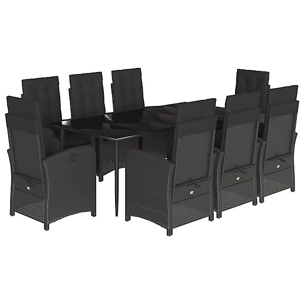 vidaXL 9-Tlg Garten-Essgruppe mit Kissen Schwarz Poly Rattan 3212319 günstig online kaufen