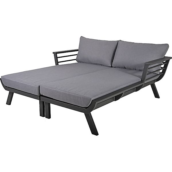Garden Pleasure Doppelliege Delia 174 cm x 62/68 cm x 170 cm Anthrazit günstig online kaufen