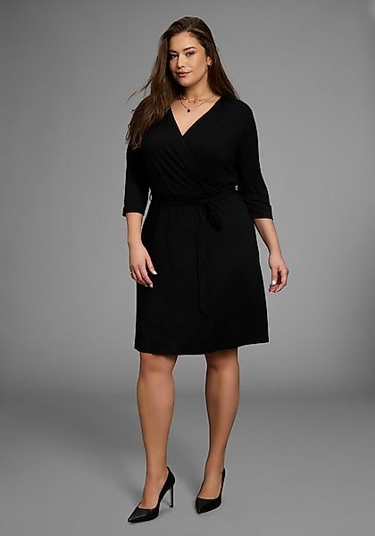 Laura Scott CURVE Jerseykleid mit femininer Wickeloptik und tiefem V-Aussch günstig online kaufen
