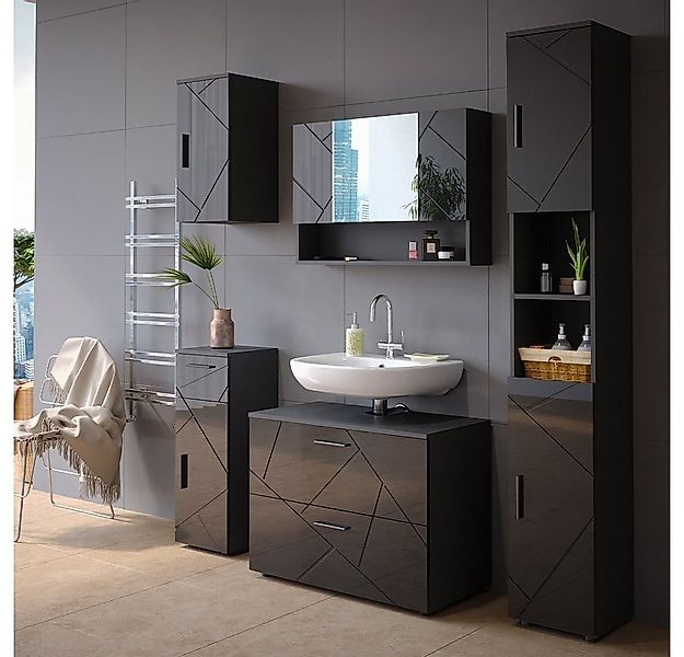 Vicco Badmöbel-Set Irma, Anthrazit Hochglanz, 5 Teile, (5-St., 5er Set) günstig online kaufen