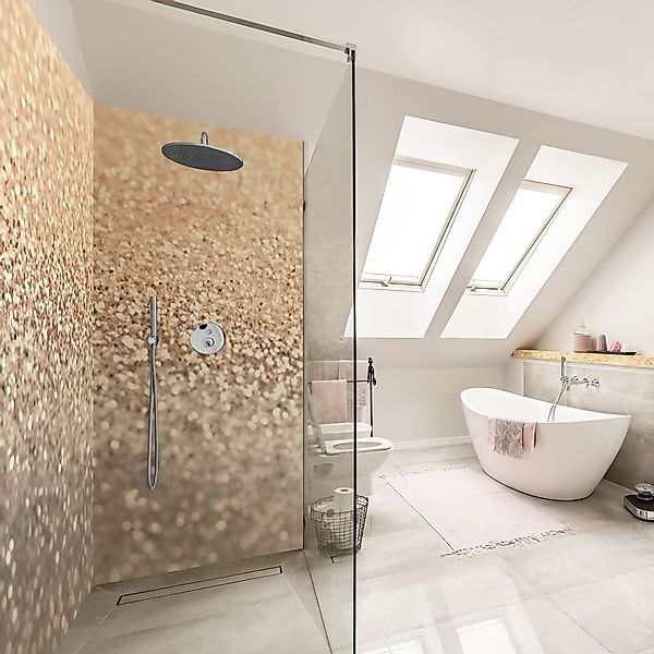 Bilderdepot24 Duschrückwand Muster gold Duschrückwand ohne günstig online kaufen