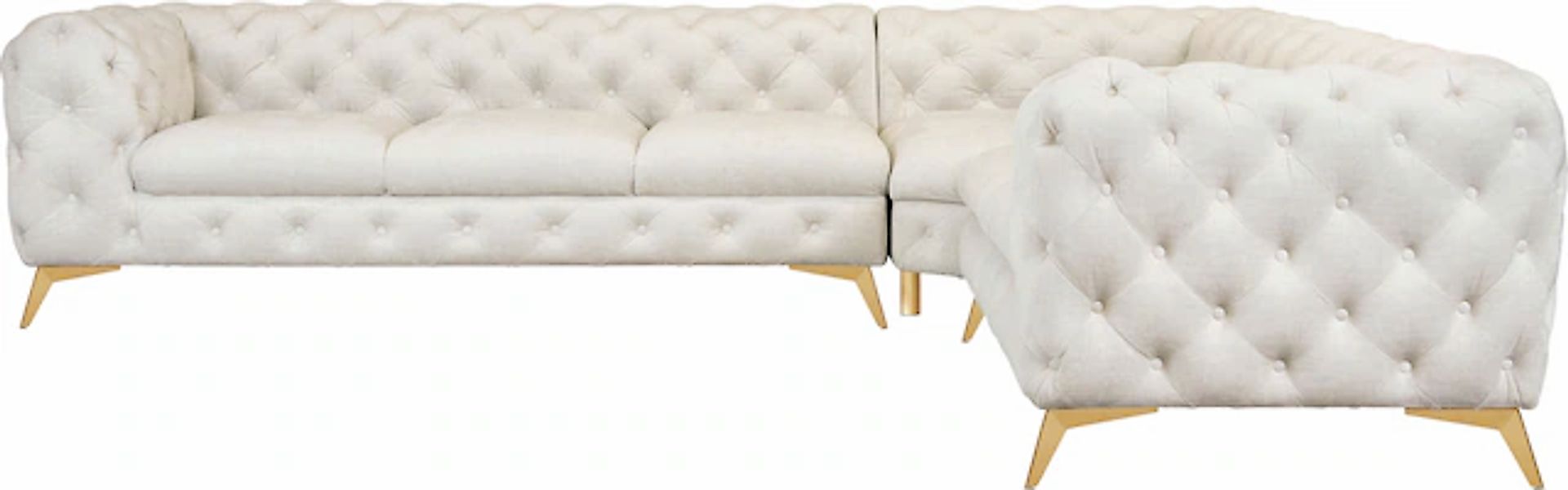 Leonique Chesterfield-Sofa »Ecksofa GLYNIS L-Form mit Wellenunterfederung, günstig online kaufen
