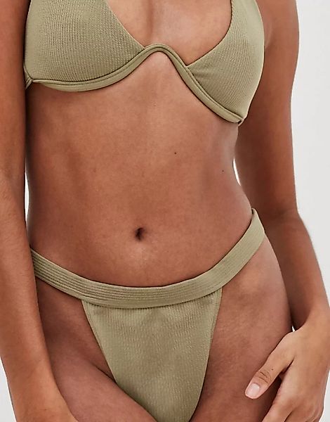 4th + Reckless – Ares – Geripptes Bikiniunterteil mit hohem Beinausschnitt günstig online kaufen