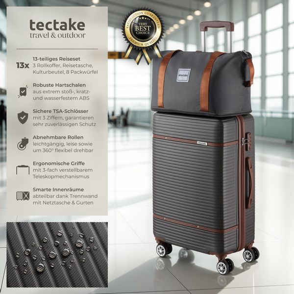tectake Trolley Reisekofferset, 4 Rollen, 13-teilig, günstig online kaufen
