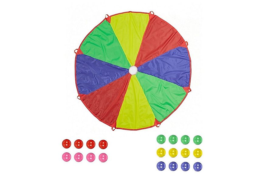 relaxdays Spielzeug-Gartenset Buntes Schwungtuch mit Bällen günstig online kaufen