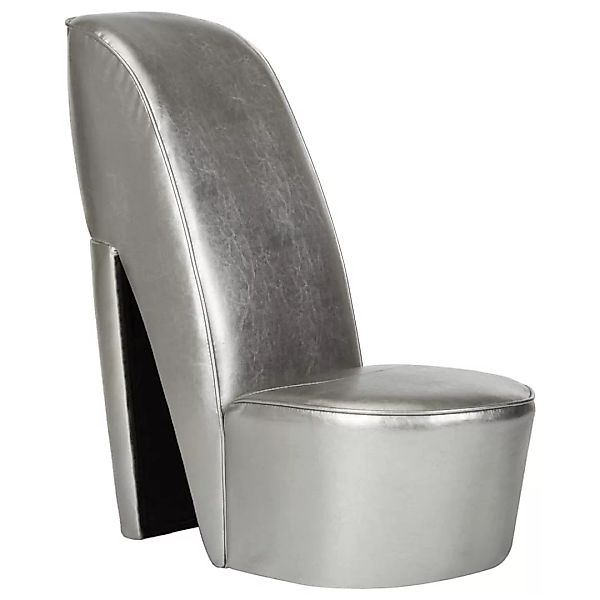 Stuhl In Stöckelschuh-form Silbern Kunstleder günstig online kaufen