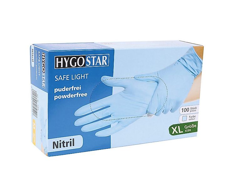 Franz Mensch Nitril-Handschuhe Hygostar Nitril Handschuhe Safe Light BLAU, günstig online kaufen