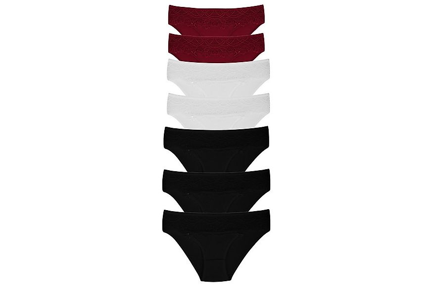 alesvelt Bikinislip Damen Slip Set – 7er Pack mit Spitze aus Baumwollmix günstig online kaufen