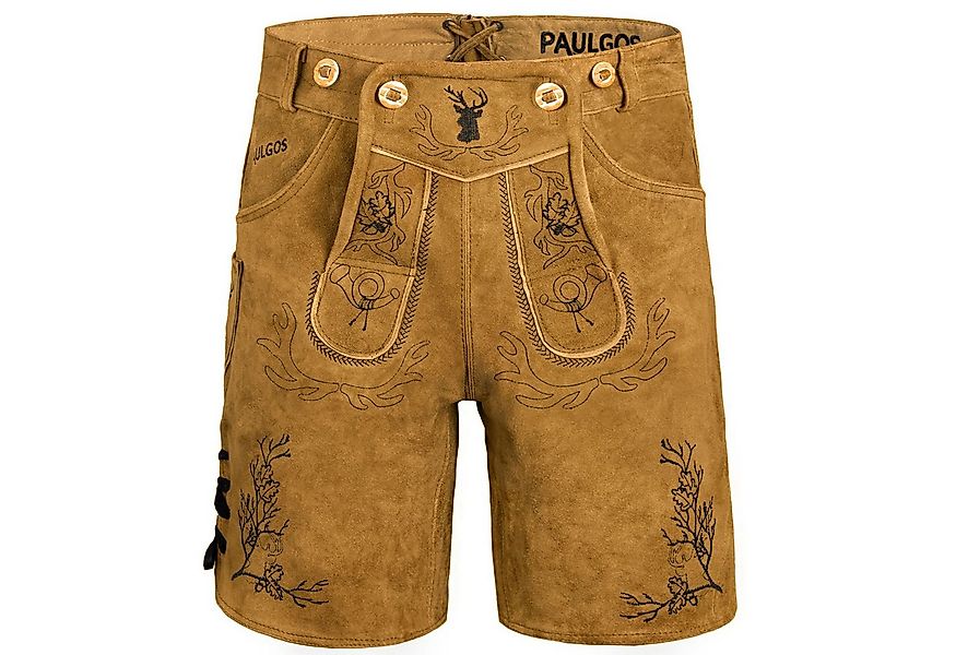 PAULGOS Trachtenhose Herren Lederhose Kurz mit Trägern 100% Echtleder - HK3 günstig online kaufen
