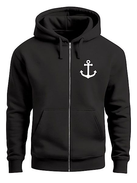 Neverless Sweatjacke Herren Sweatjacke mit Kapuze Print Aufdruck Anker Zipj günstig online kaufen