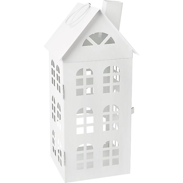 Metall-Laterne Haus Weiß 15 cm x 15 cm x 37 cm günstig online kaufen