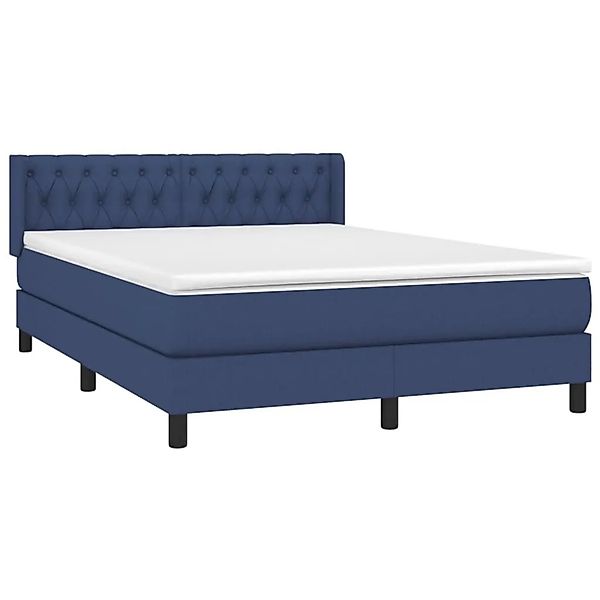vidaXL Boxspringbett mit Matratze Blau 140x190 cm Stoff 3129951 günstig online kaufen
