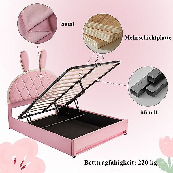 HAUSS SPOLE Polsterbett Hydraulisch Bett 140x200cm Kaninchen-Kopfteil, mit günstig online kaufen