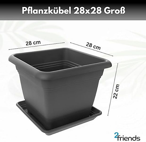 SUSTANIA Blumentopf Pflanzkübel mit Untersetzern (10er Set 28x28x22 cm), An günstig online kaufen