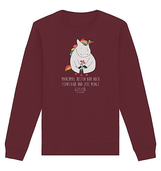 Mr. & Mrs. Panda Longpullover Größe L Einhorn Traurig - Burgundy - Geschenk günstig online kaufen