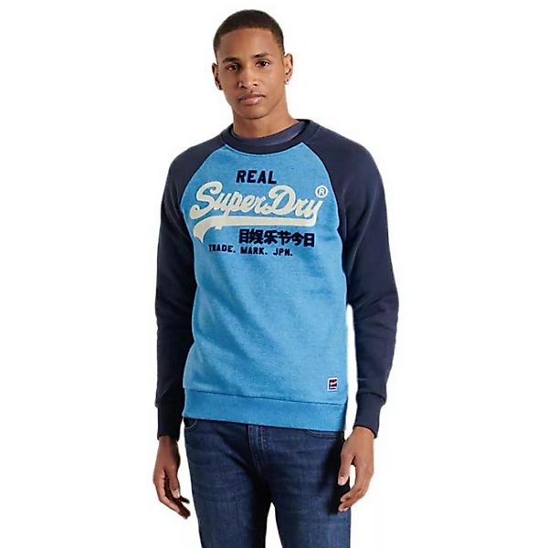 Superdry Vintage Logo Duo Raglan Crew Sweatshirt XS Bright Blue Grit günstig online kaufen