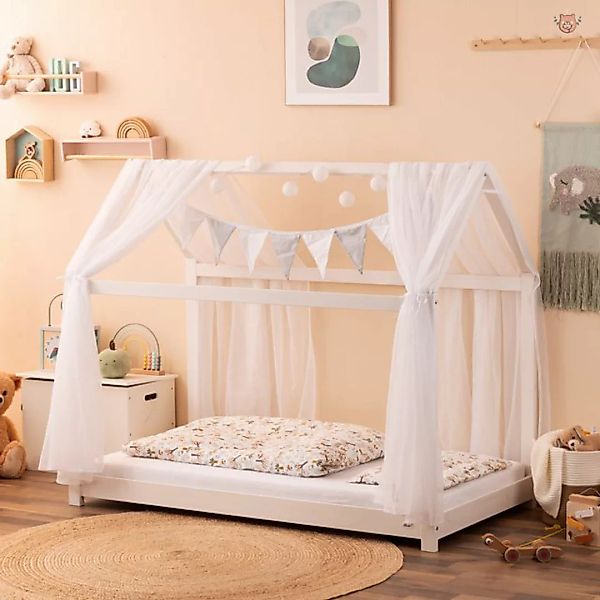 Alcube Kinderbett Hausbett (KOMPLETT SET, 5-tlg., Rolllattenrost, Matratze günstig online kaufen