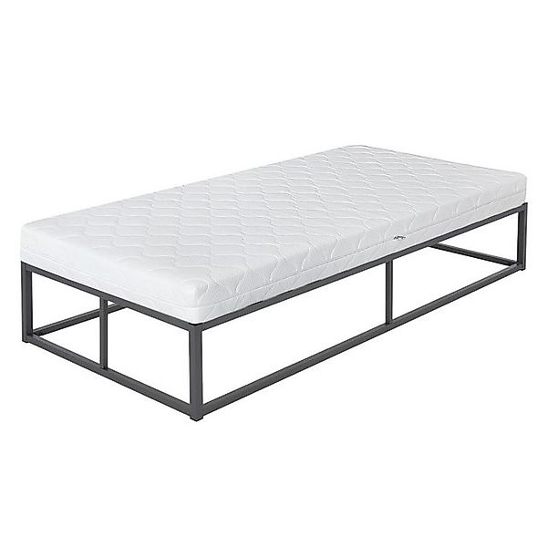 ML-Design Metallbett 90x200cm auf Stahlrahmen Anthrazit Matratze H10cm günstig online kaufen