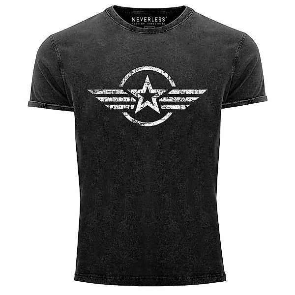 Neverless Print-Shirt Herren Vintage Shirt Airforce günstig online kaufen