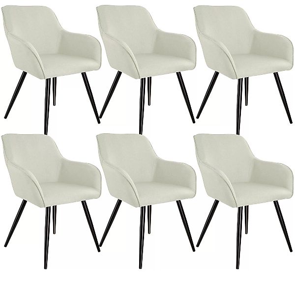 6er Set Stuhl Marilyn Leinenoptik, schwarze Stuhlbeine - crème/schwarz günstig online kaufen