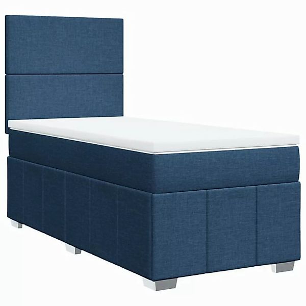 vidaXL Bett Boxspringbett mit Matratze Blau 100x200 cm Stoff günstig online kaufen