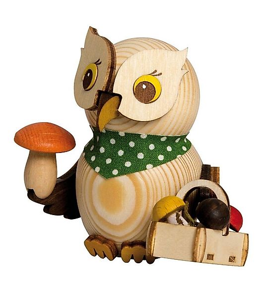 Kuhnert Dekofigur Mini-Eule als Pilzsucher - aus Holz gefertigt - ca. 7 cm günstig online kaufen