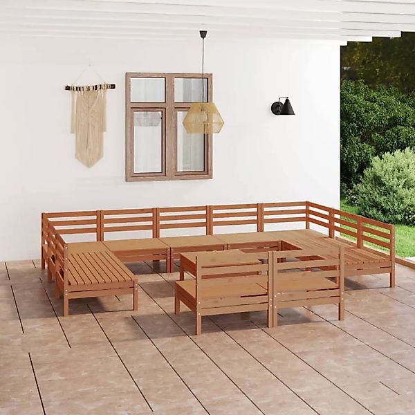 12-tlg. Garten-lounge-set Honigbraun Massivholz Kiefer günstig online kaufen