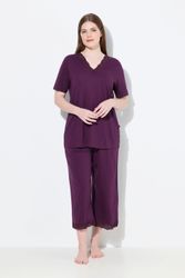 Ulla Popken Pyjama Pyjama Lochstickerei Halbarm günstig online kaufen