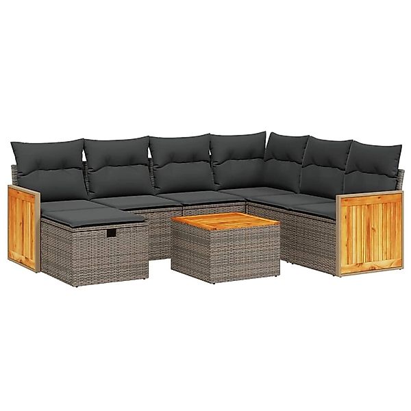 vidaXL 8-Tlg Garten-Sofagarnitur mit Kissen Grau Poly Rattan 3265771 günstig online kaufen