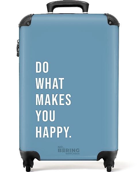 NoBoringSuitcases.com© Hartschalen-Trolley Blau mit Zitat "Tu, günstig online kaufen