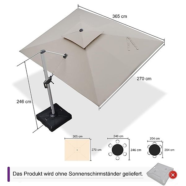 PURPLE LEAF Ampelschirm Rechteckiger Außenbereich Doppeldach günstig online kaufen