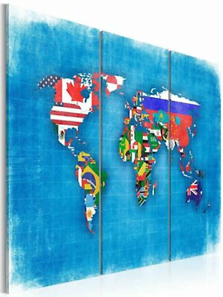 artgeist Wandbild Fahnen der Welt - Triptychon blau Gr. 60 x 40 günstig online kaufen