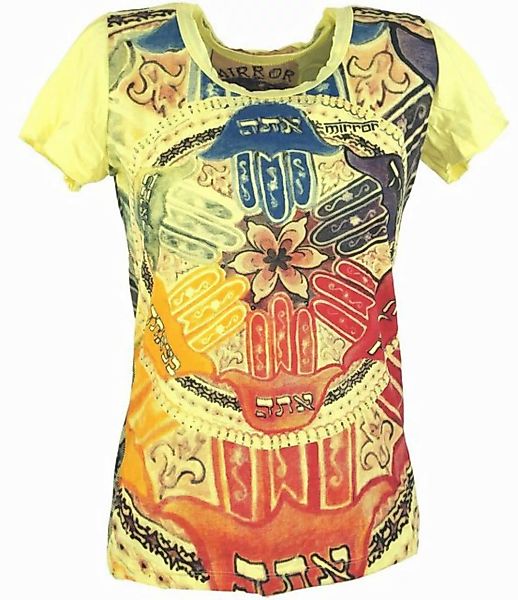 Guru-Shop T-Shirt Mirror Damen T-ShirT-Shirt - Mandala gelb alternative Bek günstig online kaufen