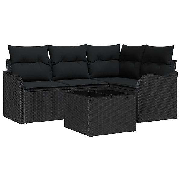 vidaXL Garten-Sofa-Set mit Kissen mit Speicher 5-Tlg Beige Poly Rattan 3354 günstig online kaufen