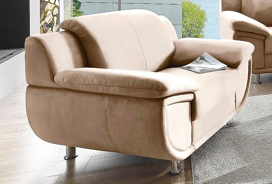 TRENDMANUFAKTUR Sessel "Rondo, Breite 121 cm, breite Armlehnen, Füße chromf günstig online kaufen