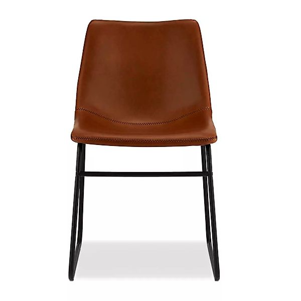 Stühle in Cognac Braun Kunstleder Metallbügeln (2er Set) günstig online kaufen