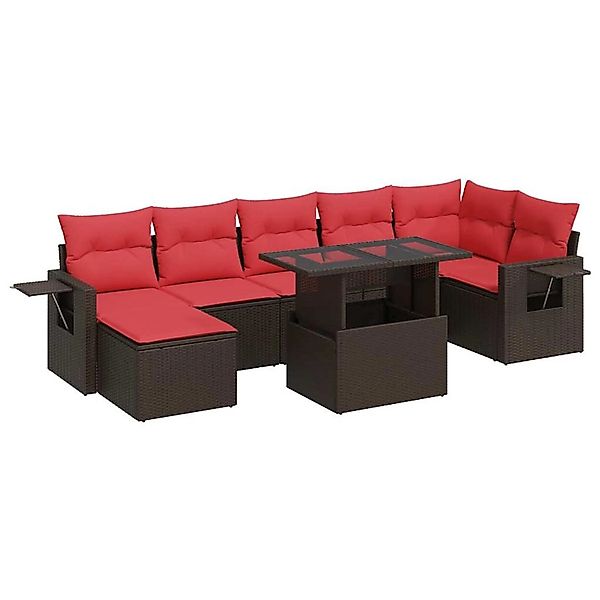 vidaXL 8-Tlg Garten-Sofagarnitur mit Kissen Braun Poly Rattan Akazie 332652 günstig online kaufen